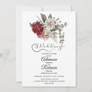 Convite de Casamento Rústico Floral Burgundy Elega