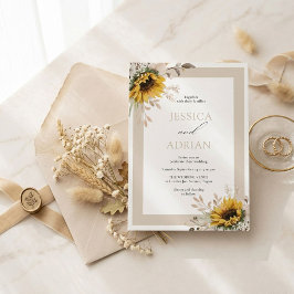 Convite de Casamento Rústico Floral Elegante de Ou