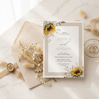 Convite de Casamento Rústico Floral Elegante de Ou