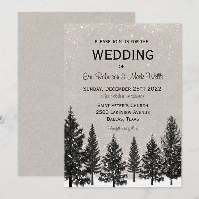 Convite de Casamento Rústico Florestal de Montanha (Frente/Verso)