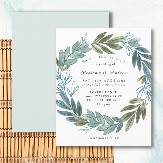 Convite de Casamento Rústico Folhagem Verde Sálvia (Criador carregado)