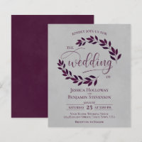Convite de Casamento Rústico Folhas de Cassis em C