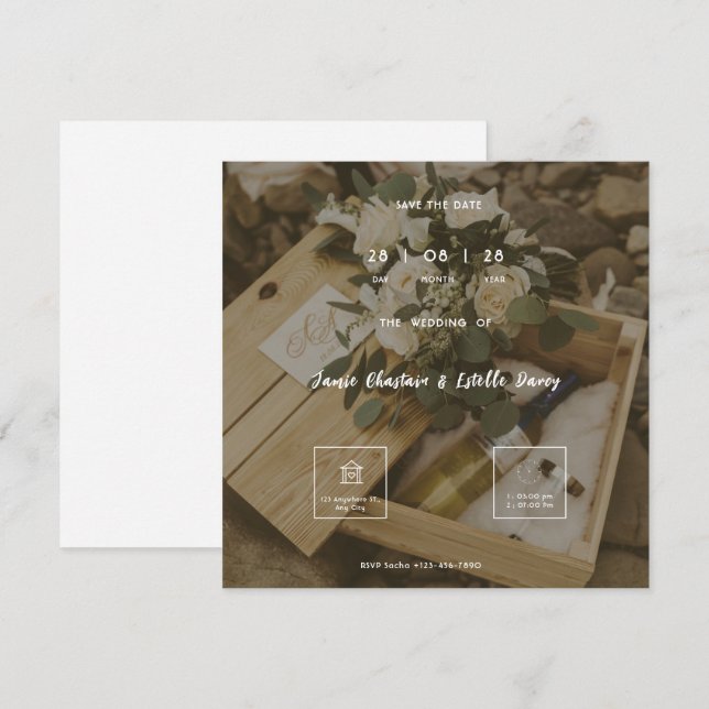 Convite de Casamento Rústico Minimalista Marrom Br (Frente/Verso)