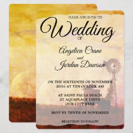 Convite de Casamento Rústico Moinho de Vento Campo