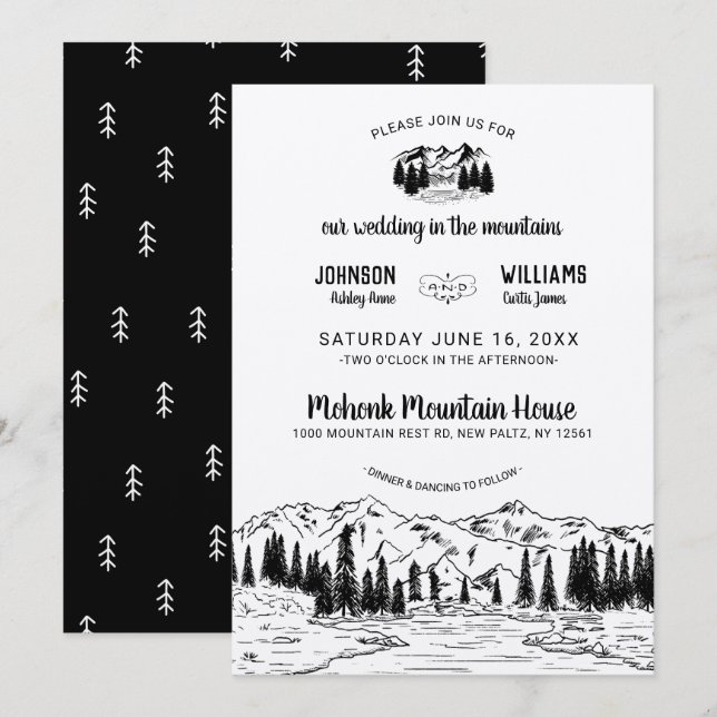 Convite de Casamento Rústico na Montanha (Frente/Verso)