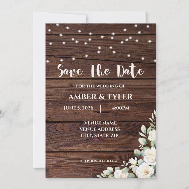 Convite de Casamento Rústico Personalizável (Frente)