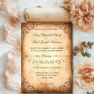 Convite de casamento rústico vintage