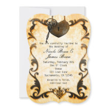 Convite de Casamento Rústico Vintage Coração com F