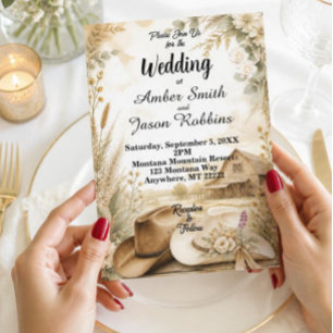 Convite de Casamento Rústico Western de Celebração