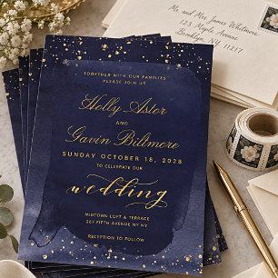 Convite de Casamento Safira & Ouro Suite