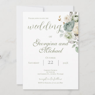 Convite de Casamento Sage Greenery