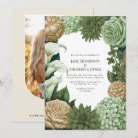 Convite de Casamento Sage Whisper, Olive Quartz & 
