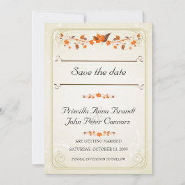 Convite de Casamento Salve a Data,Tema Folhas de O