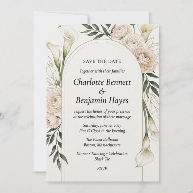 convite de casamento, salve a data, toile azul, (Frente)