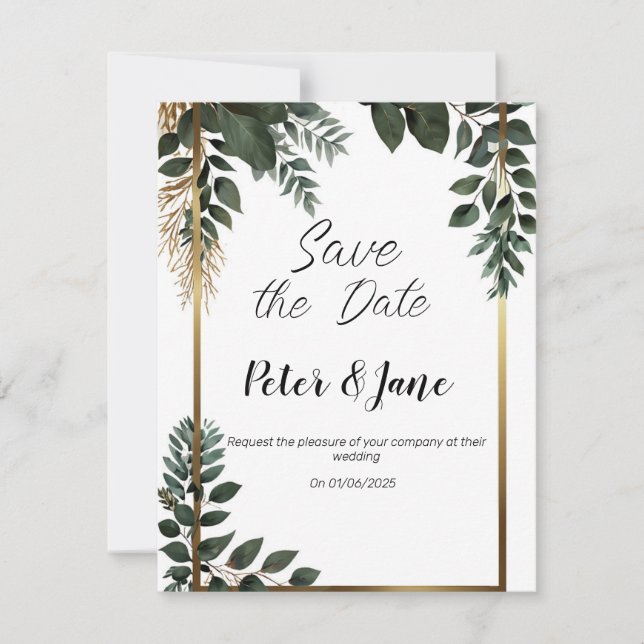 Convite de casamento salvo +100 datas (Frente)