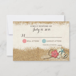 Convite de Casamento Sandy Beach Hibiscus & Shells