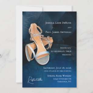 Convite de Casamento Sapatos Azuis Simples