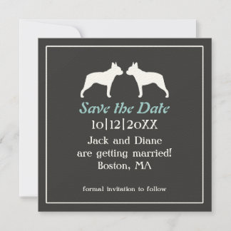 Convite de casamento Save the Date com Boston Terr