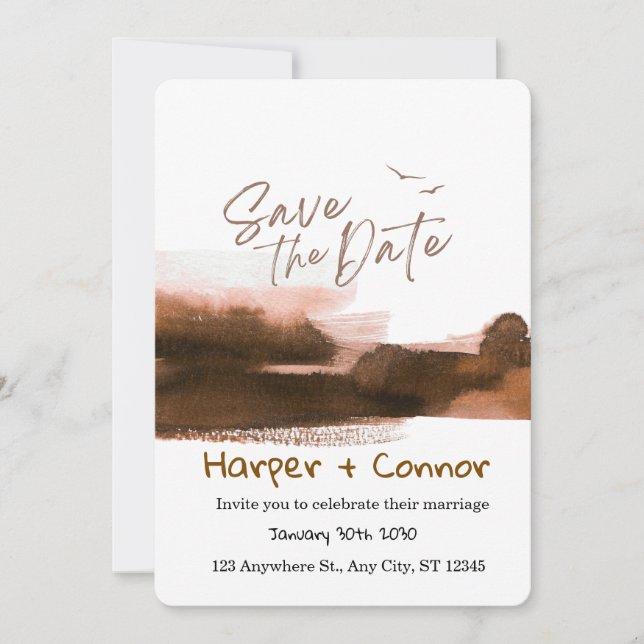 Convite de casamento Save the Date com Doodle Fofo (Frente)