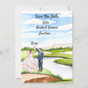 Convite de casamento Save the date de golfe Aquare