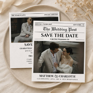 Convite de Casamento Save the Date em Jornal