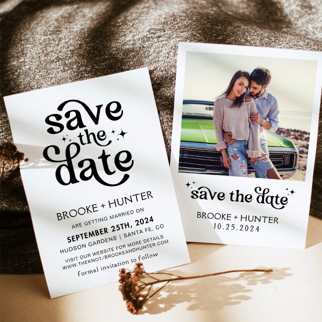 Convite de Casamento Save The Date | Estilo Retro  (Criador carregado)