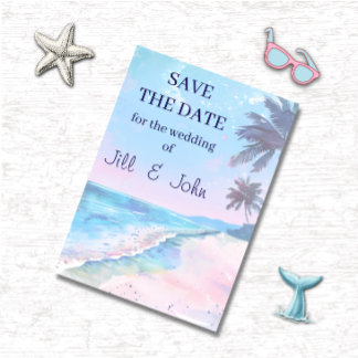 Convite de Casamento Save The Date Praia Tropical