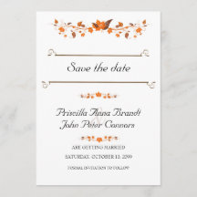 Convite de Casamento Save The Date, Tema Folhas de