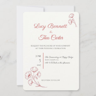 Convite de Casamento Scarlet Poppy