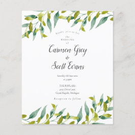 Convite de Casamento Script Chic com Vegetação Eco