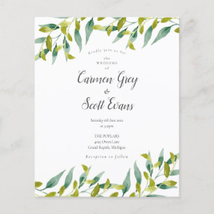 Convite de Casamento Script Chic com Vegetação Eco