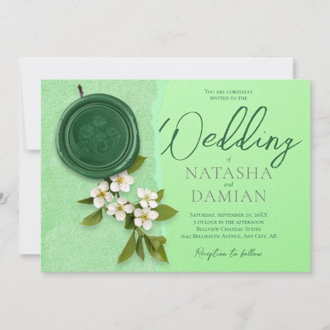 Convite de Casamento Selo Verde (Frente)