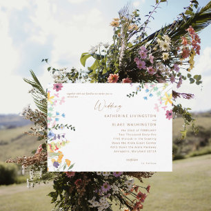 Convite de Casamento Sem Pais Flores Silvestres em