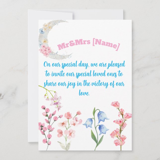 Convite de Casamento Senhor & Senhora com Florais  (Frente)