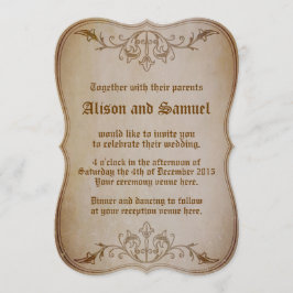 Convite De Casamento Sepia, Antigo E Motivo
