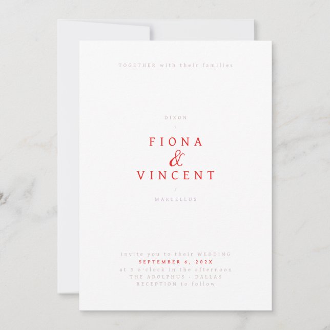 Convite de Casamento Serif de Gravidade Mínima (Frente)