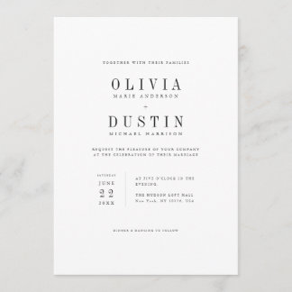 Convite de Casamento Serif Minimalista Moderno