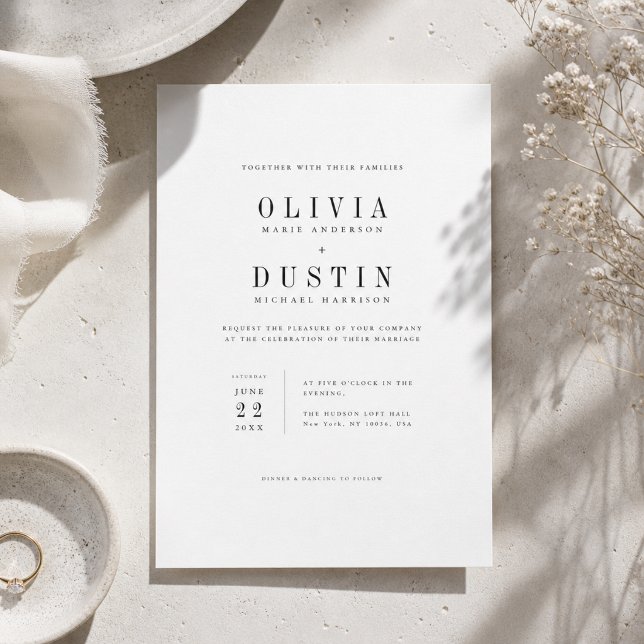 Convite de Casamento Serif Minimalista Moderno (Criador carregado)