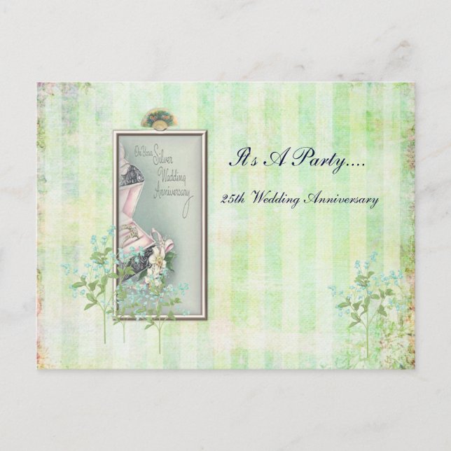 Convite de casamento shabby chic 25º aniversário (Frente)