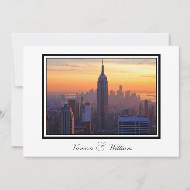 Convite de Casamento: Silhueta da Cidade de NY com (Frente)