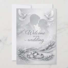 Convite de Casamento Silhueta de Amor Elegante