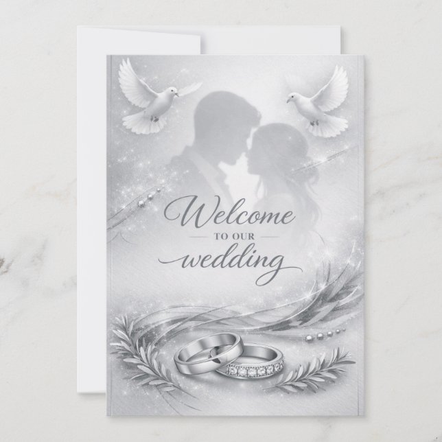 Convite de Casamento Silhueta de Amor Elegante (Frente)