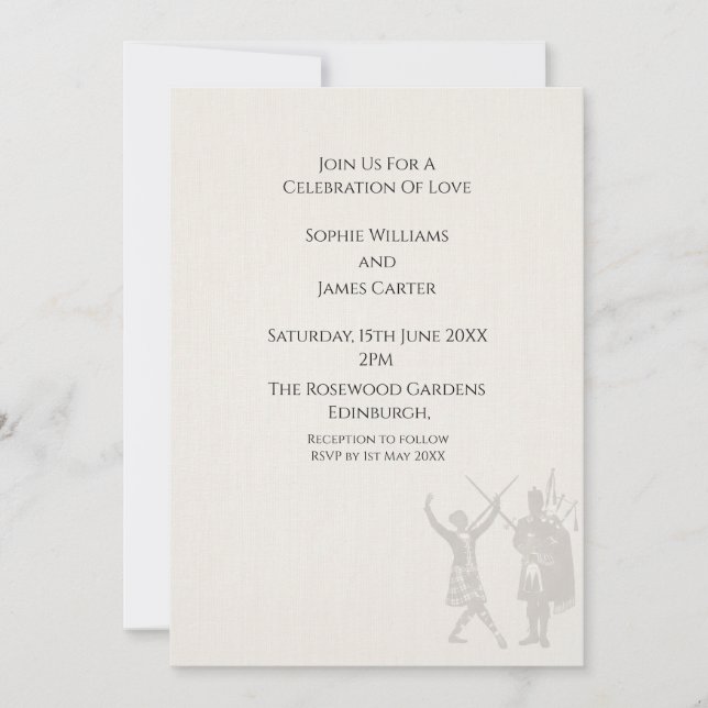 Convite de Casamento Silhueta de Casal nas Terras  (Frente)