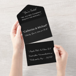 Convite de Casamento|Silhueta de Gato Preto Minima