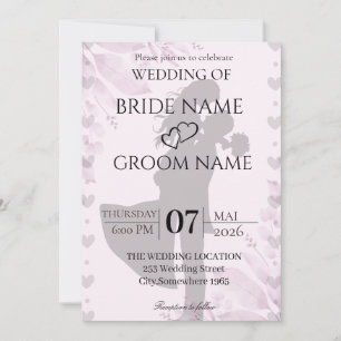 Convite de Casamento Silhueta Minimalista