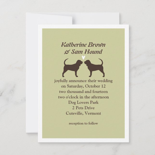 Convite de Casamento Silhuetas de Bloodhound (Frente)