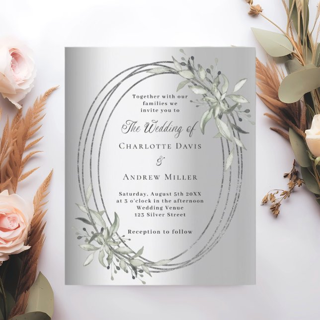 Convite de casamento Silver Greenery (Criador carregado)