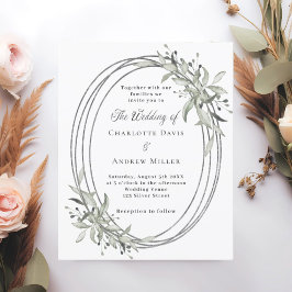 Convite de casamento Silver Greenery