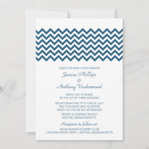 Convite de casamento Simple Chevron Azul