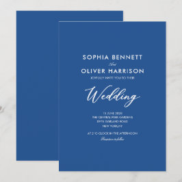 convite de casamento SIMPLE moderno elegante azul